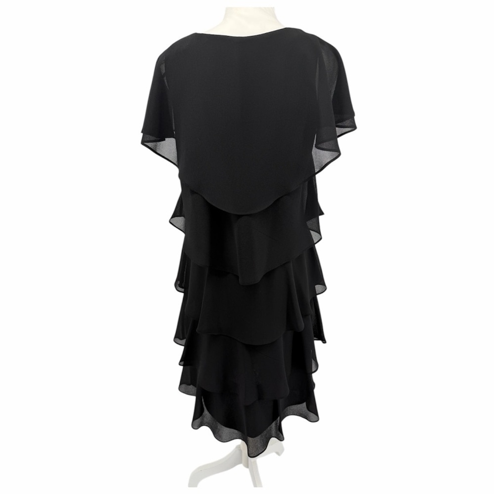 SCARLETT Black Tiered Ruffle Cocktail Dress Size 8 Polyester Stretch w/ Lining - Picture 3 of 11